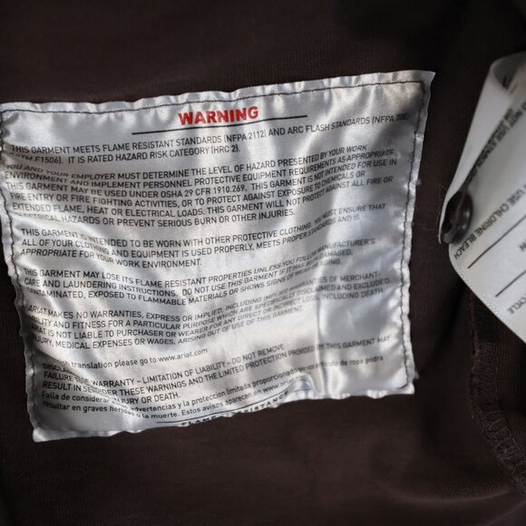 Ariat FR Flame Resistant HRC2/CAT2 2112 Work Wear Henley Brown Shirt XL - Picture 9 of 13